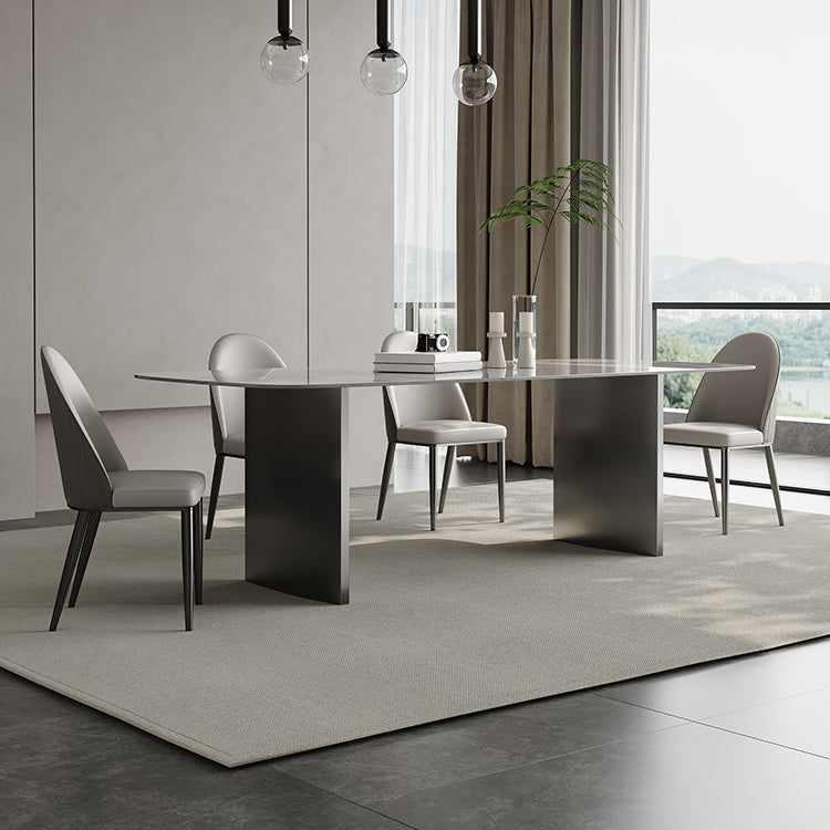 White Stone Dining Set with Padded Chairs 1/4/5/6 Pcs Modern Dinette Set