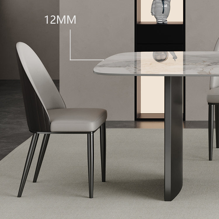 White Stone Dining Set with Padded Chairs 1/4/5/6 Pcs Modern Dinette Set