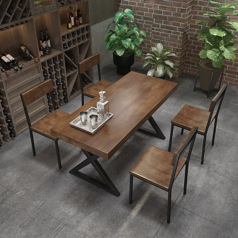Industrial Rectangle Wood Dining Table 1/5/7 Pieces Dining Set for Cafe