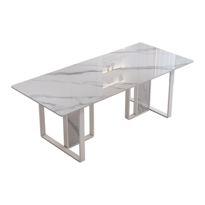 Modern Rectangle Stone Dining Table 1/5 Pieces Dining Set for Cafe