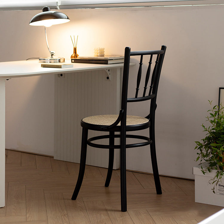 Industrial Style Side Chair Slat Back Solid Wood Dining Chair for Home