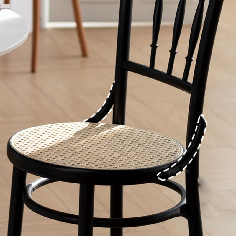 Industrial Style Side Chair Slat Back Solid Wood Dining Chair for Home