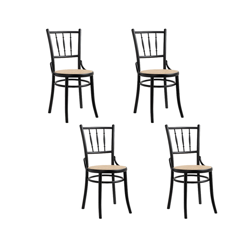 Industrial Style Side Chair Slat Back Solid Wood Dining Chair for Home