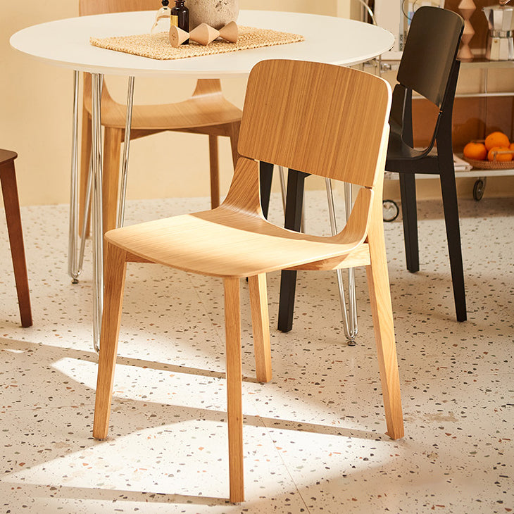 Solid Wood Side Chair Industrial Open Back Dining Chair for Home