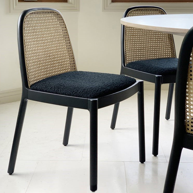 Contemporary Armless Chairs Upholstered Dining Chairs with Wood Base