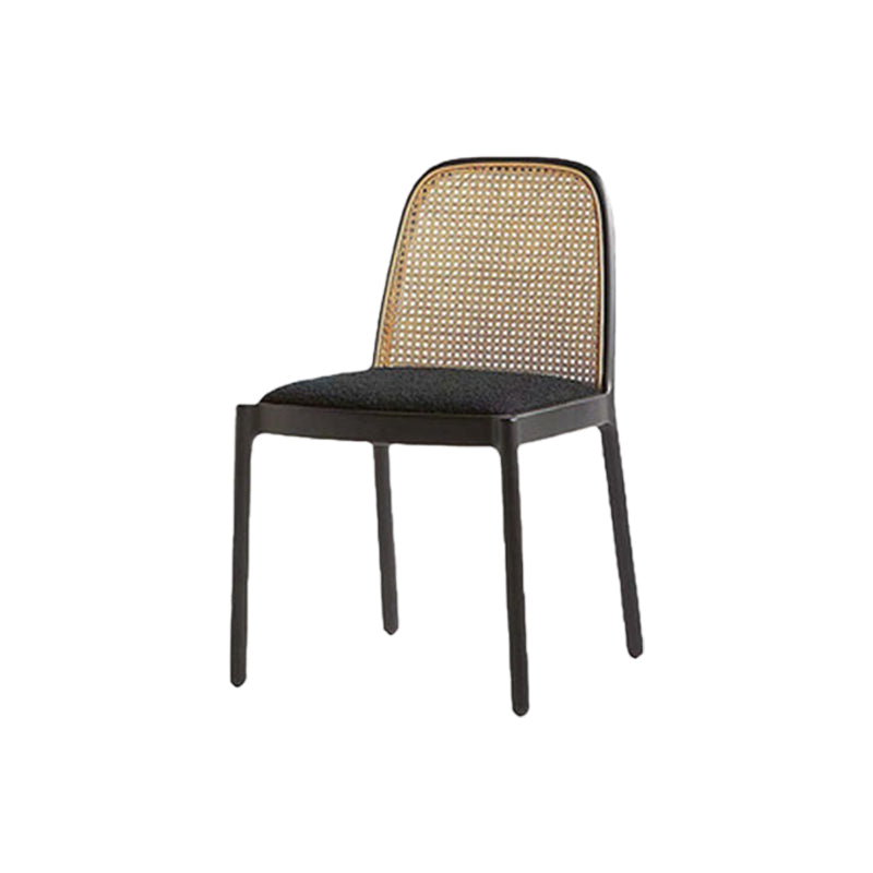 Contemporary Armless Chairs Upholstered Dining Chairs with Wood Base