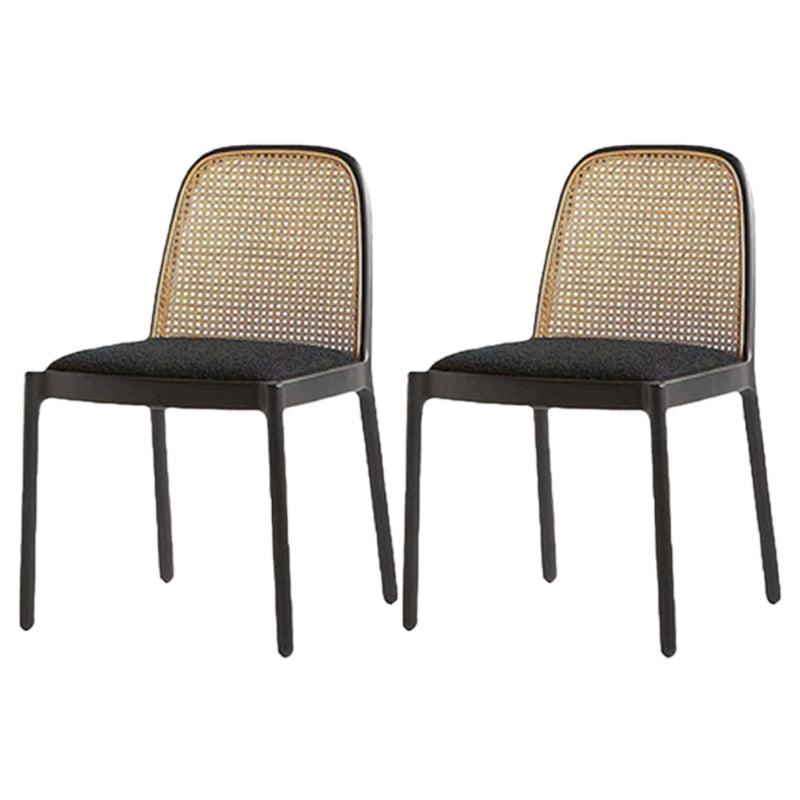 Contemporary Armless Chairs Upholstered Dining Chairs with Wood Base