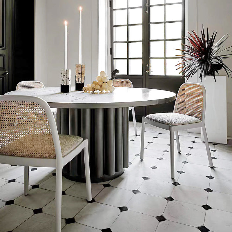 Contemporary Armless Chairs Upholstered Dining Chairs with Wood Base
