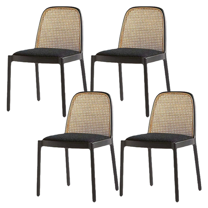 Contemporary Armless Chairs Upholstered Dining Chairs with Wood Base