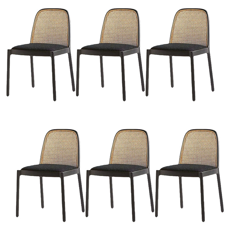 Contemporary Armless Chairs Upholstered Dining Chairs with Wood Base