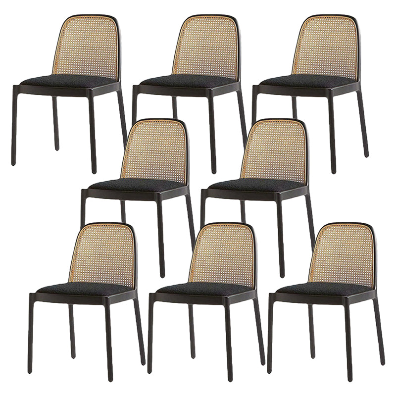 Contemporary Armless Chairs Upholstered Dining Chairs with Wood Base