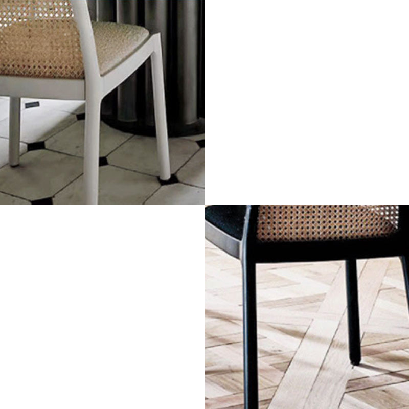Contemporary Armless Chairs Upholstered Dining Chairs with Wood Base