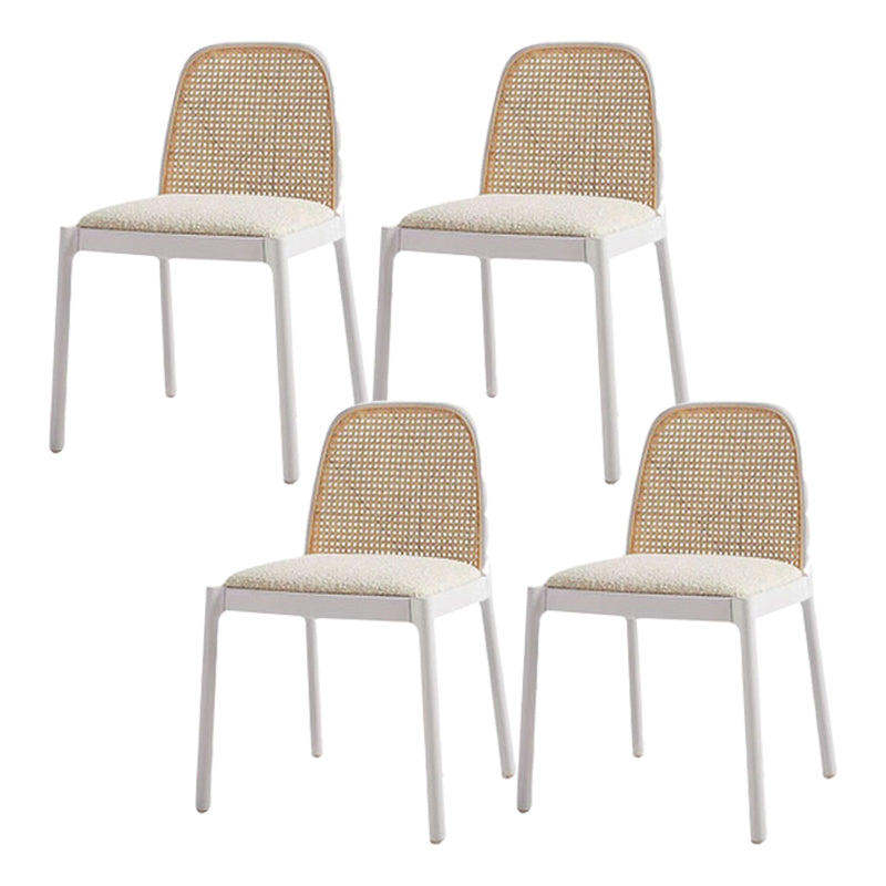 Contemporary Armless Chairs Upholstered Dining Chairs with Wood Base