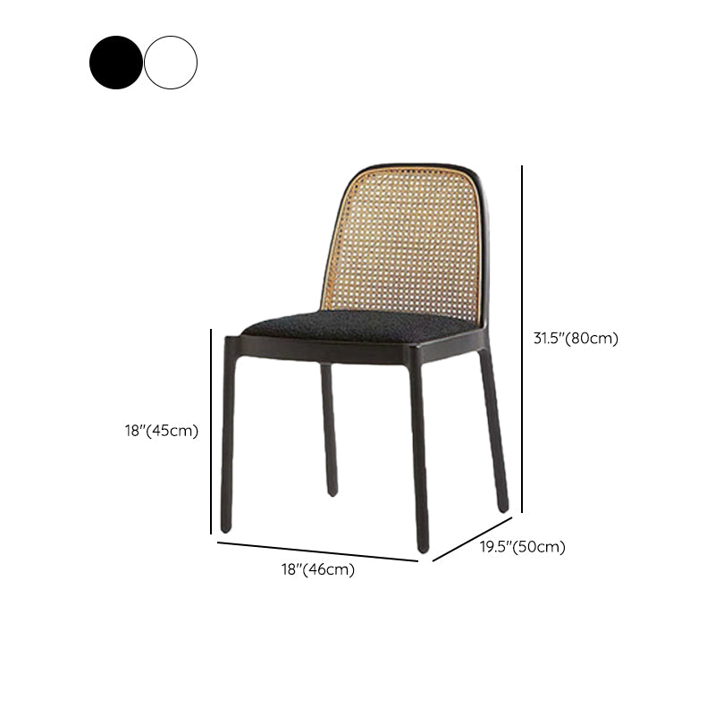 Contemporary Armless Chairs Upholstered Dining Chairs with Wood Base