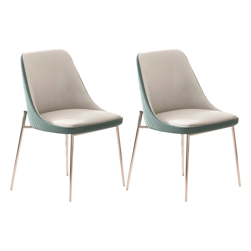 Nordic Style Green Side Chair Gold Base Side Dining Chair for Home Use