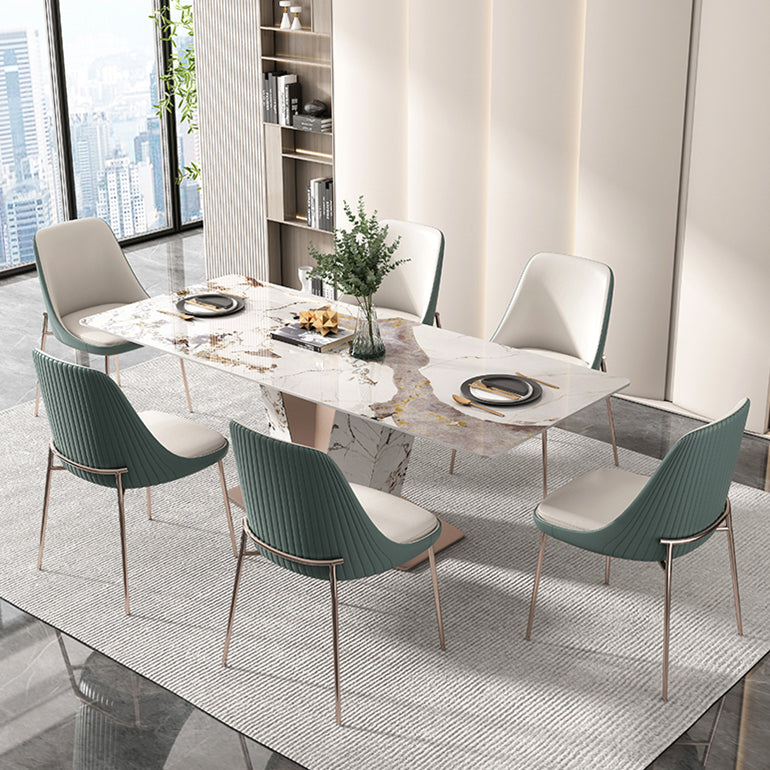 Nordic Style Green Side Chair Gold Base Side Dining Chair for Home Use