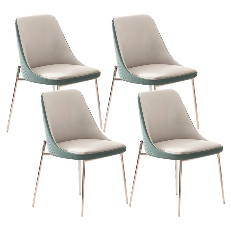 Nordic Style Green Side Chair Gold Base Side Dining Chair for Home Use