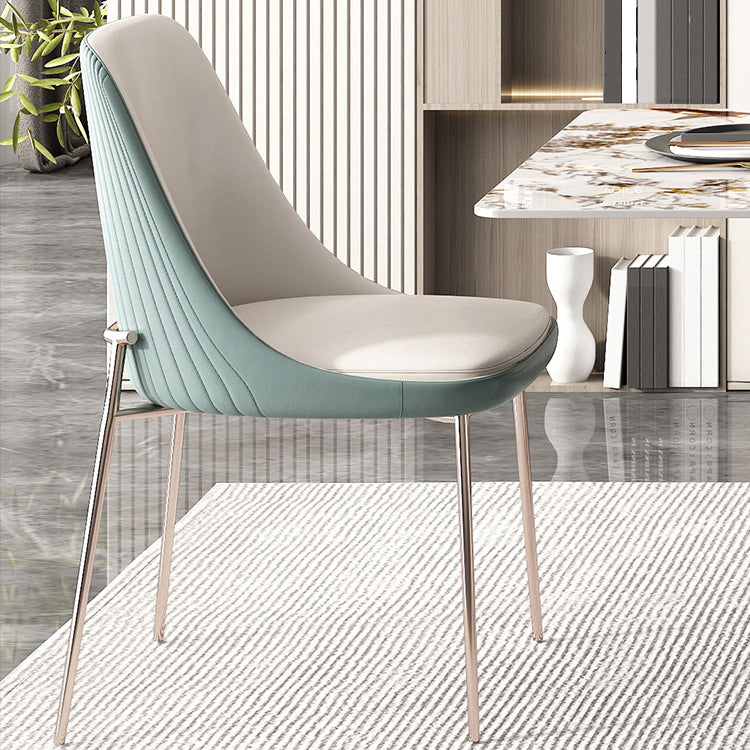 Nordic Style Green Side Chair Gold Base Side Dining Chair for Home Use