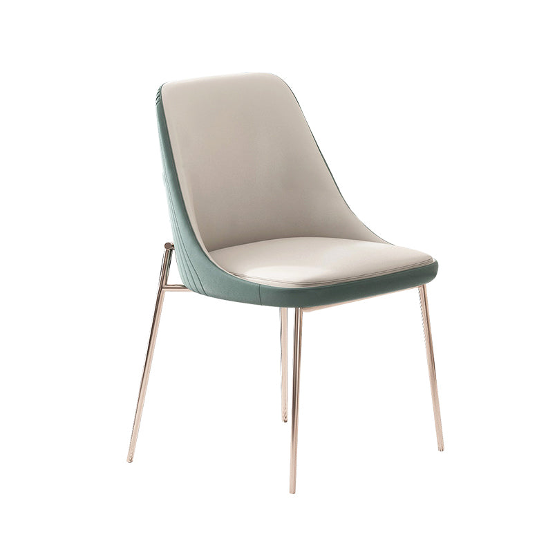 Nordic Style Green Side Chair Gold Base Side Dining Chair for Home Use