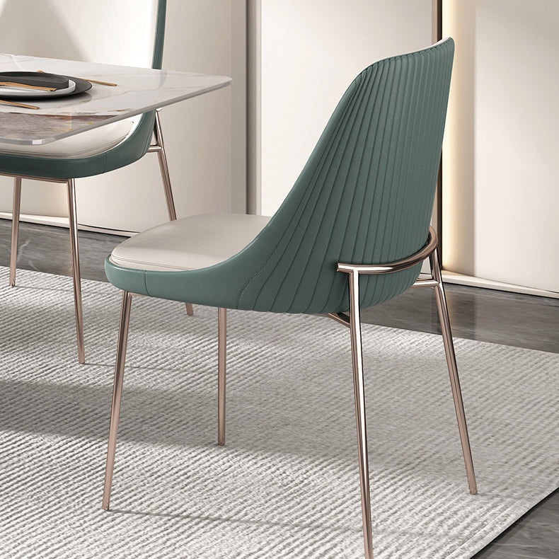 Nordic Style Green Side Chair Gold Base Side Dining Chair for Home Use