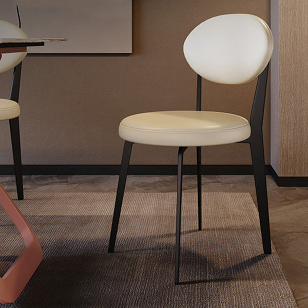 Modern Simple Side Chair Upholstered Kitchen Dining Chair with Metal Base