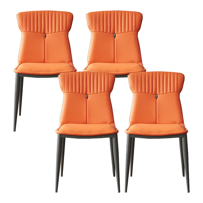 Modern Simple Side Chair Faux Leather Kitchen Dining Chair with Metal Base