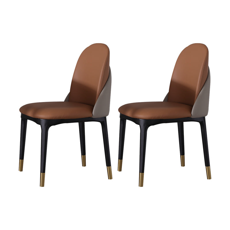 Modern Simple Side Chair Faux Leather Kitchen Dining Chairs with Wooden Base