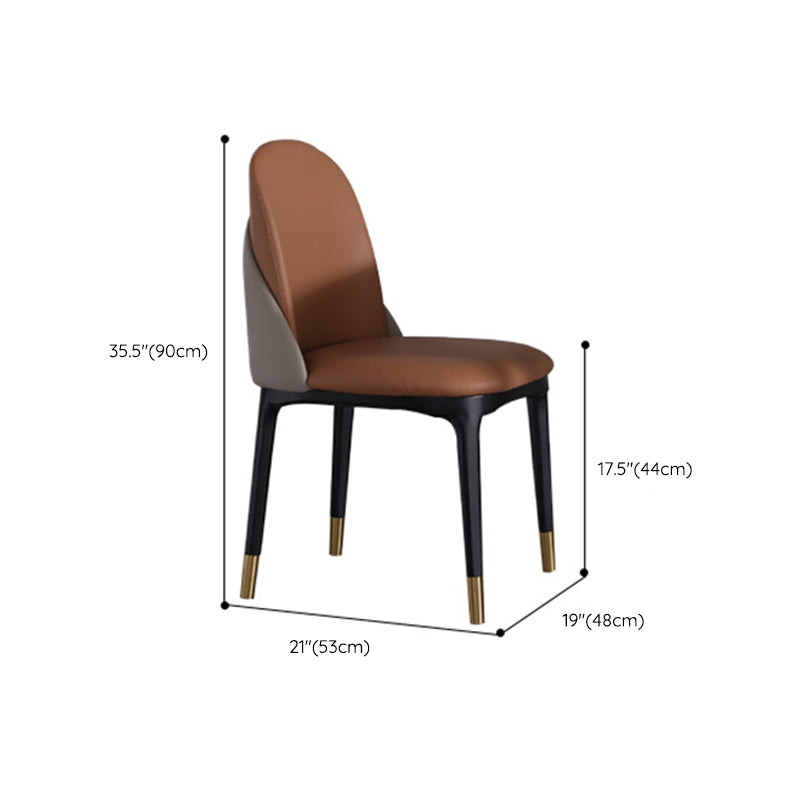 Modern Simple Side Chair Faux Leather Kitchen Dining Chairs with Wooden Base