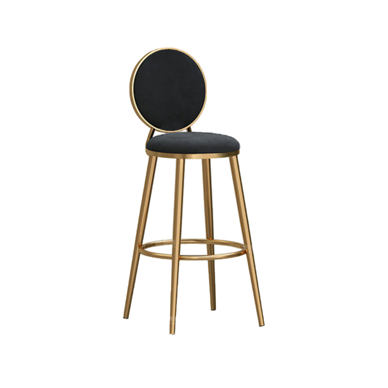 Round Seat Indoor Bar Stool Upholstered Bar Stools with Gold Frame