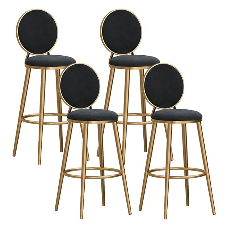 Round Seat Indoor Bar Stool Upholstered Bar Stools with Gold Frame