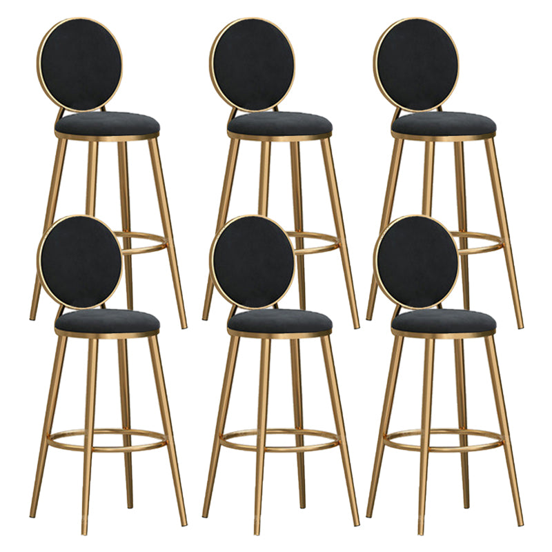 Round Seat Indoor Bar Stool Upholstered Bar Stools with Gold Frame