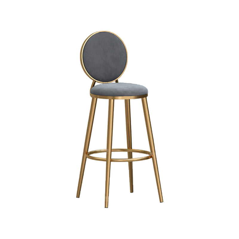 Round Seat Indoor Bar Stool Upholstered Bar Stools with Gold Frame