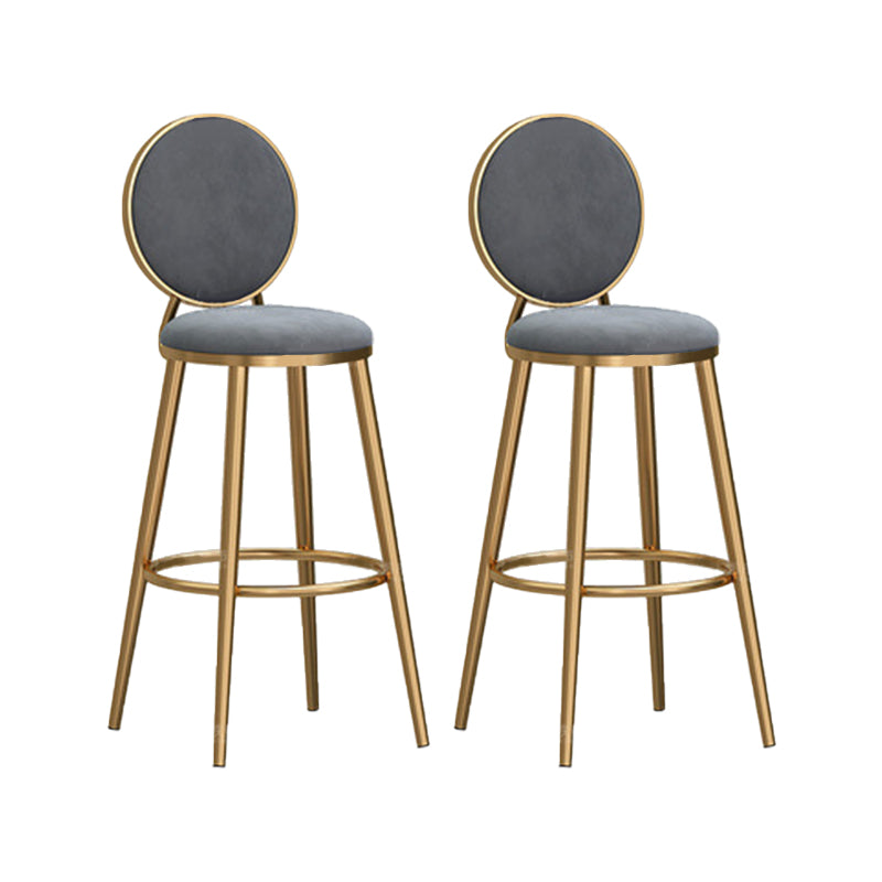 Round Seat Indoor Bar Stool Upholstered Bar Stools with Gold Frame
