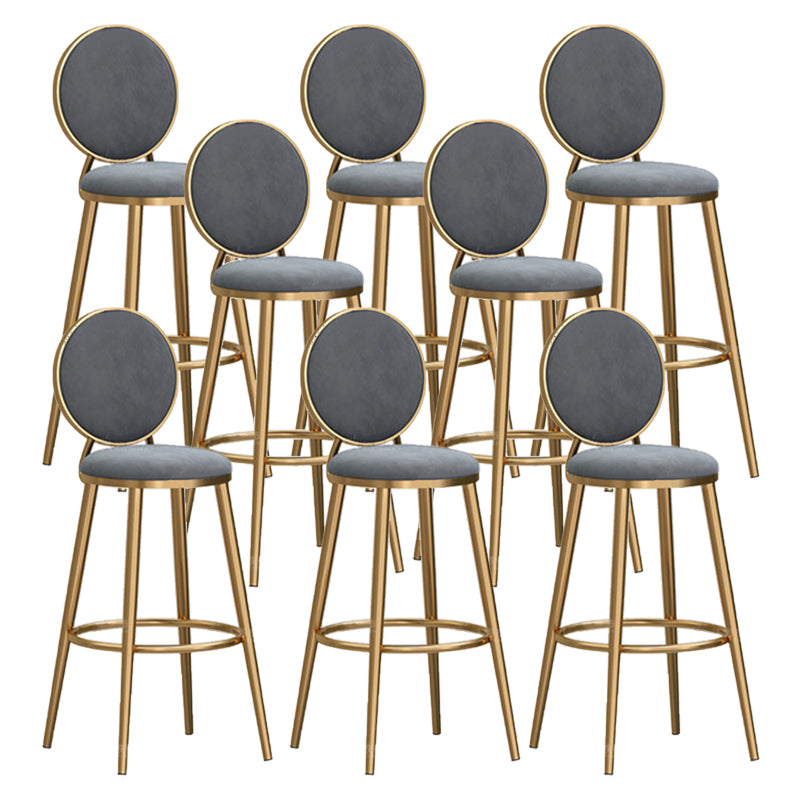 Round Seat Indoor Bar Stool Upholstered Bar Stools with Gold Frame
