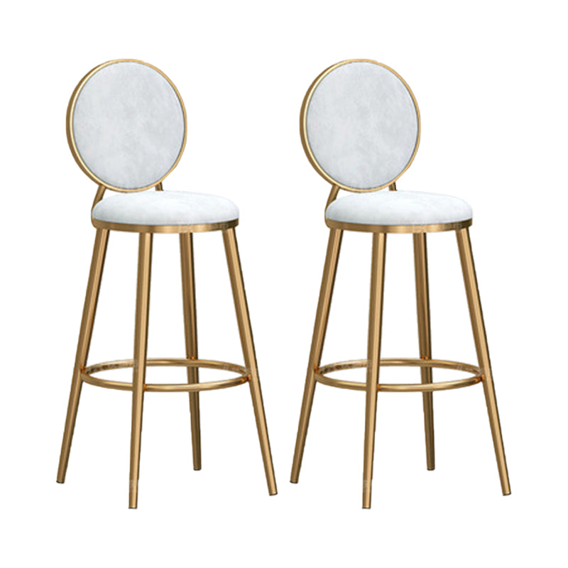 Round Seat Indoor Bar Stool Upholstered Bar Stools with Gold Frame