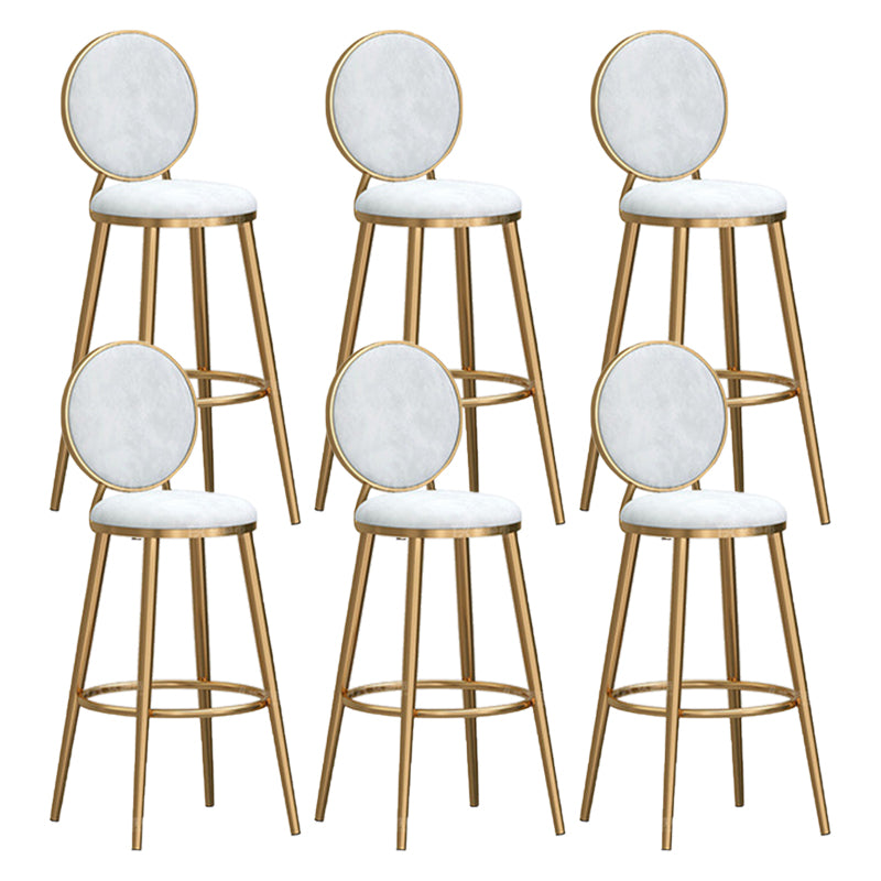 Round Seat Indoor Bar Stool Upholstered Bar Stools with Gold Frame