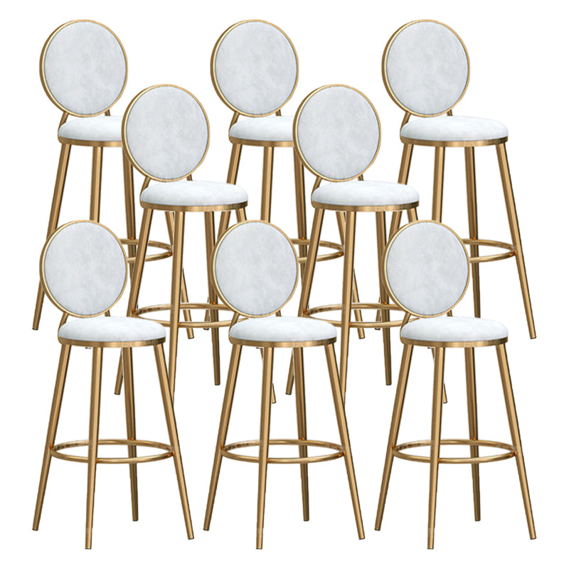Round Seat Indoor Bar Stool Upholstered Bar Stools with Gold Frame