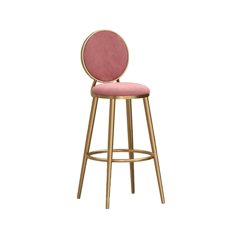 Round Seat Indoor Bar Stool Upholstered Bar Stools with Gold Frame
