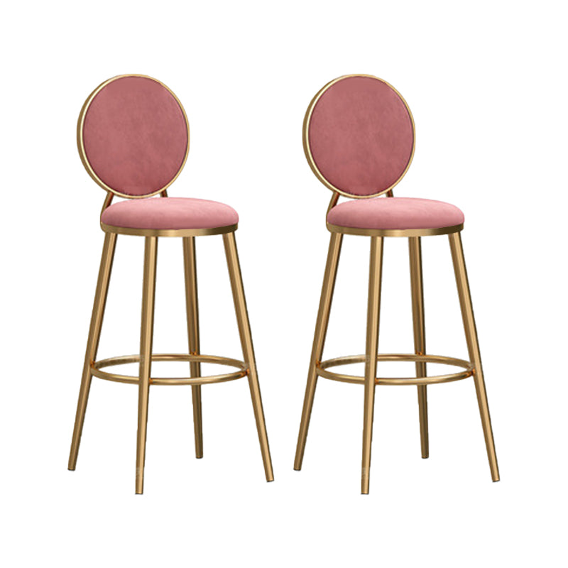 Round Seat Indoor Bar Stool Upholstered Bar Stools with Gold Frame