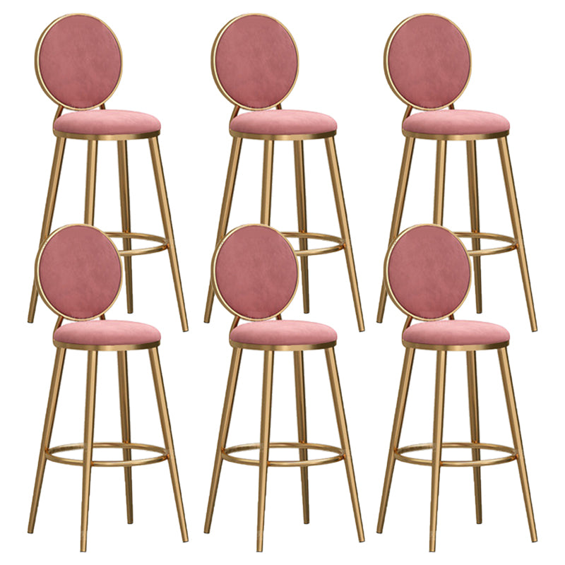 Round Seat Indoor Bar Stool Upholstered Bar Stools with Gold Frame