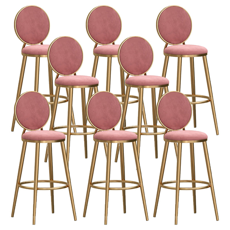 Round Seat Indoor Bar Stool Upholstered Bar Stools with Gold Frame