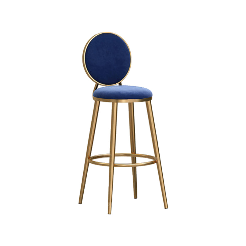 Round Seat Indoor Bar Stool Upholstered Bar Stools with Gold Frame