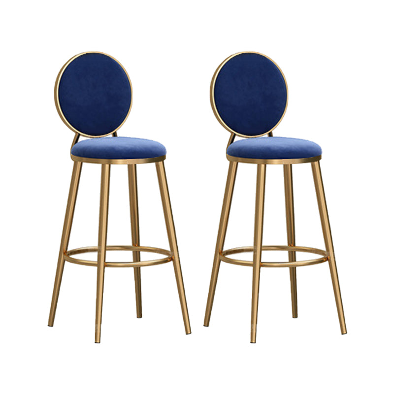 Round Seat Indoor Bar Stool Upholstered Bar Stools with Gold Frame