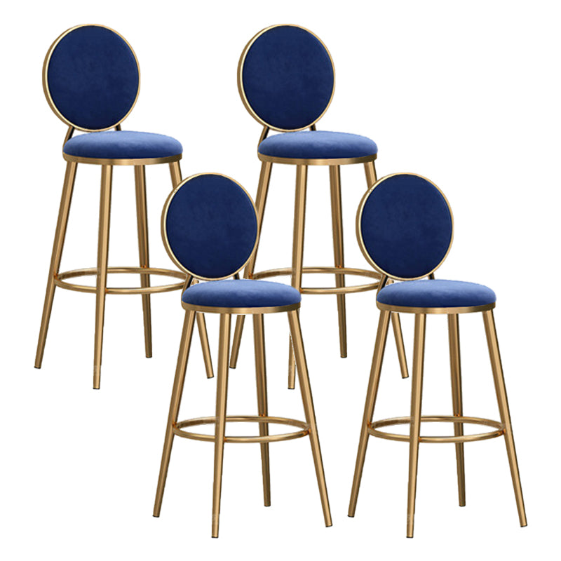 Round Seat Indoor Bar Stool Upholstered Bar Stools with Gold Frame