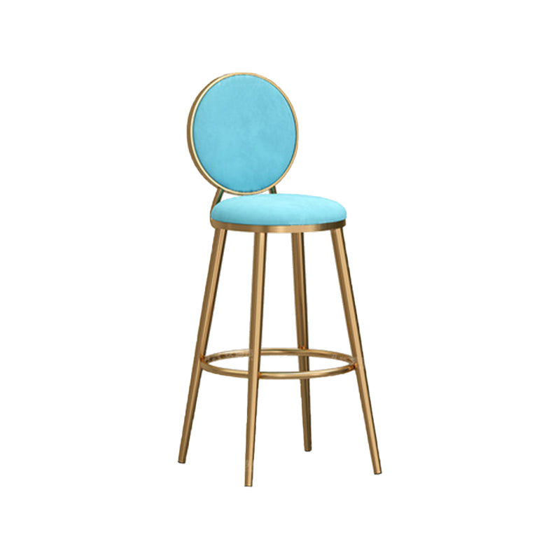 Round Seat Indoor Bar Stool Upholstered Bar Stools with Gold Frame