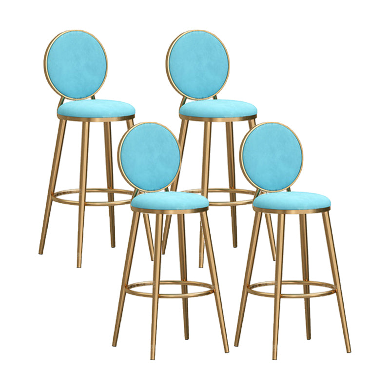 Round Seat Indoor Bar Stool Upholstered Bar Stools with Gold Frame