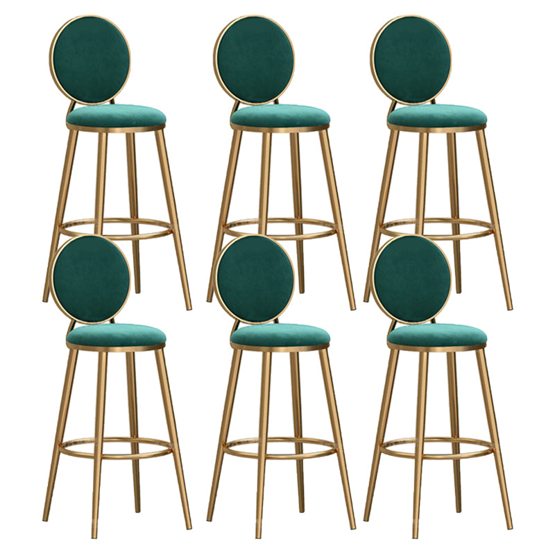 Round Seat Indoor Bar Stool Upholstered Bar Stools with Gold Frame