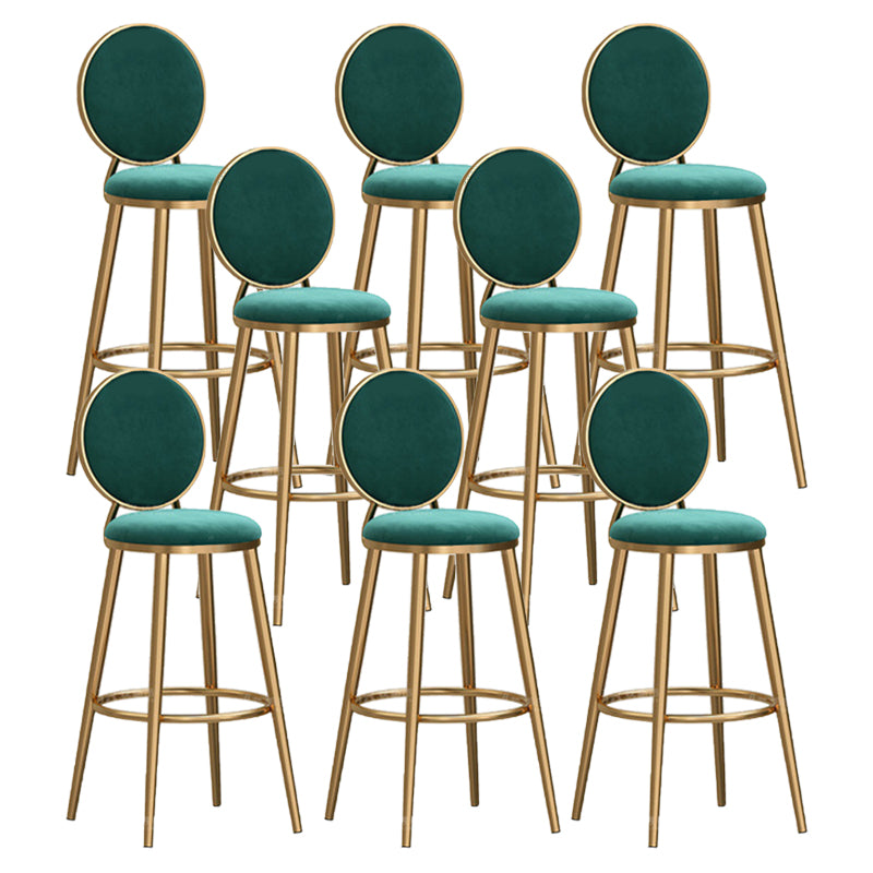Round Seat Indoor Bar Stool Upholstered Bar Stools with Gold Frame