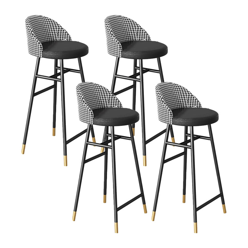 Industrial Metal Bar Stool Upholstered Bar Stools with Black Legs