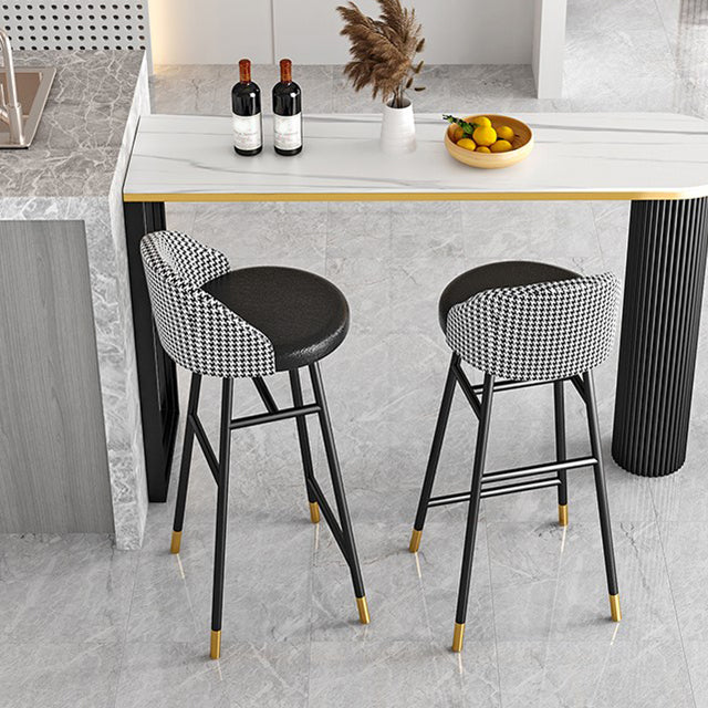 Industrial Metal Bar Stool Upholstered Bar Stools with Black Legs